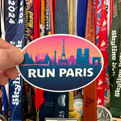 Run Paris Oval Sticker - major world marathons stickers
