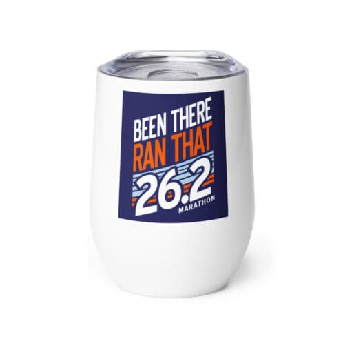 26.2 Marathon Wine Tumbler - White/Dark Blue