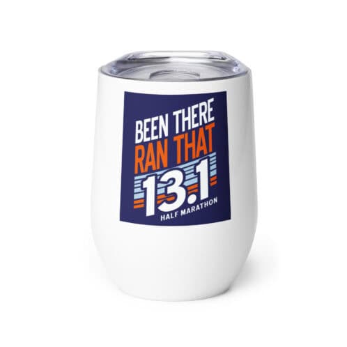 13.1 Half Marathon Wine Tumbler - White/Dark Blue